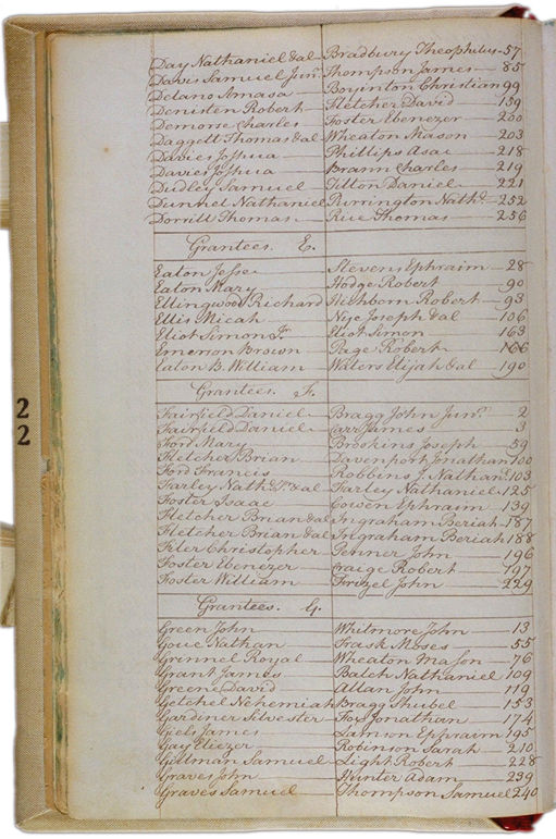 Land deeds of Rev. Foster Grantee Index, D - G. Choose 'View Text' (at top) for faster download.