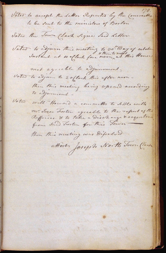 Hallowell Town Records (Original) folio 178 (October 30, 1789 meeting). Choose 'View Text' (at top) for faster download.