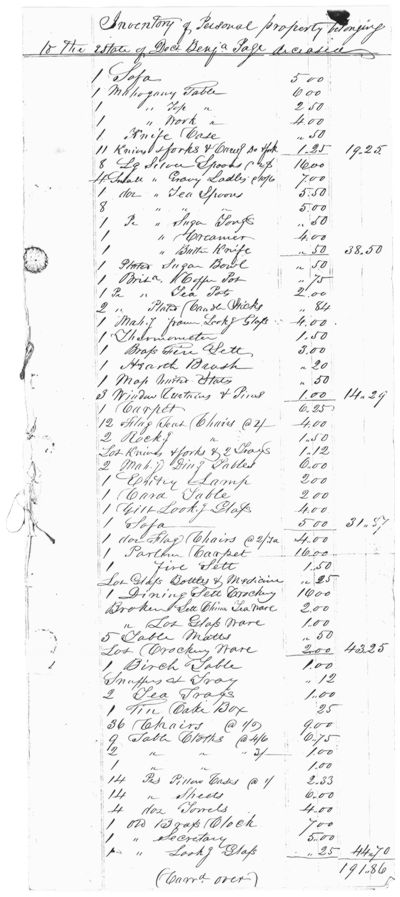 Probate Court Inventory of the Ben Page Estate Page 1. Choose 'View Text' (at top) for faster download.