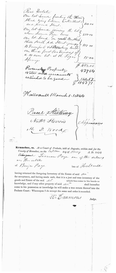 Probate Court Inventory of the Ben Page Estate Page 7. Choose 'View Text' (at top) for faster download.