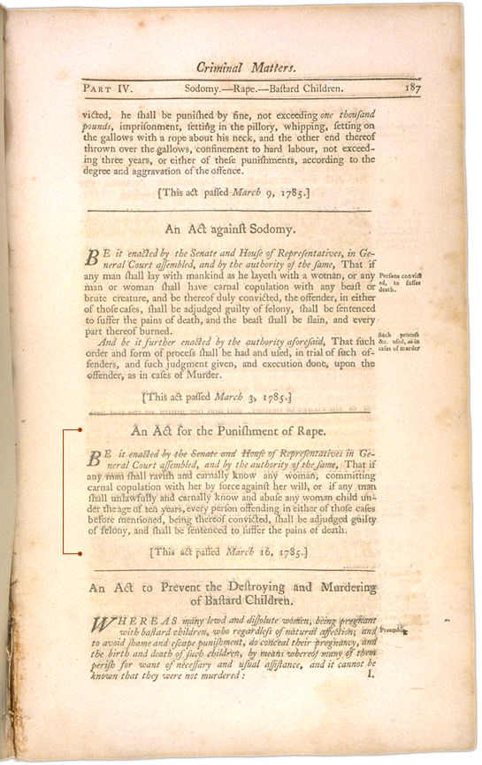 The Perpetual Laws of the Commonwealth of Massachusetts Page 187. Choose 'View Text' (at top) for faster download.