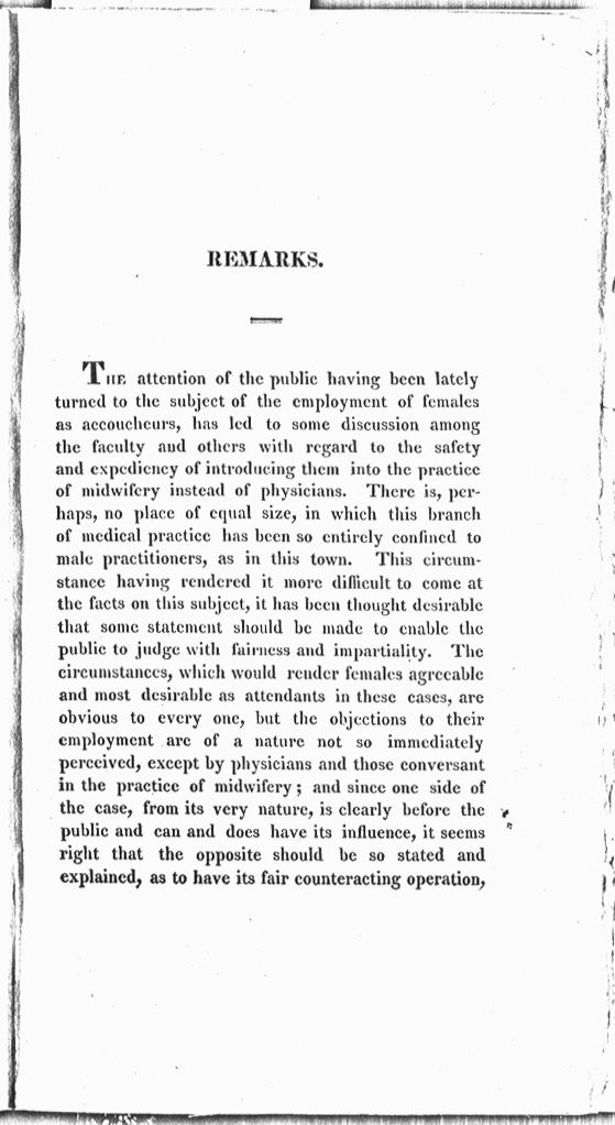 Remarks on the Employment of Females as Practitioners in Midwifery. By a Physician. Page 3. Choose 'View Text' (at top) for faster download.