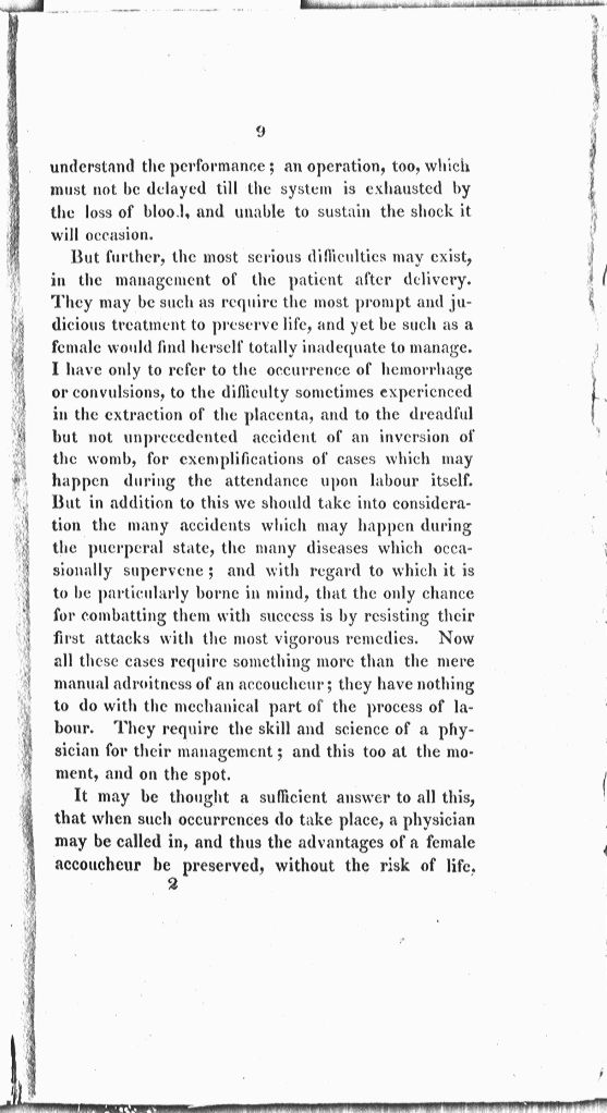 Remarks on the Employment of Females as Practitioners in Midwifery. By a Physician. Page 9. Choose 'View Text' (at top) for faster download.