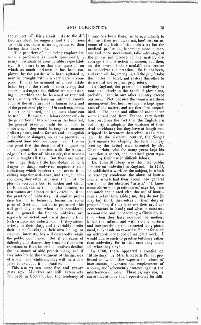 Man-Midwifery Exposed and Corrected Page 13. Choose 'View Text' (at top) for faster download.