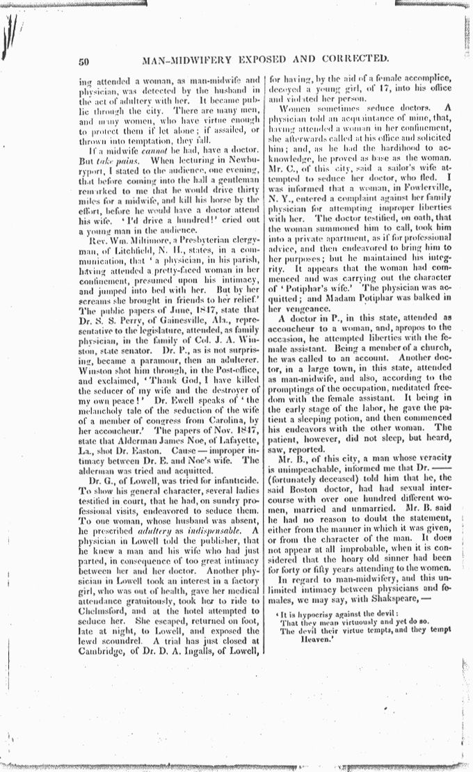 Man-Midwifery Exposed and Corrected Page 50. Choose 'View Text' (at top) for faster download.