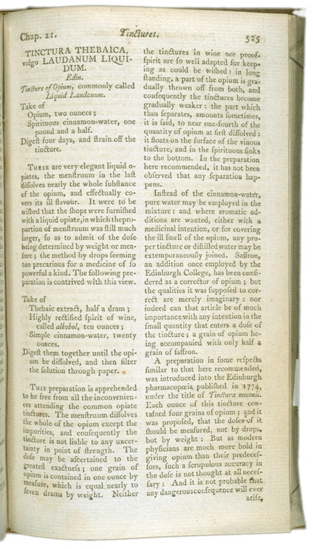 The Edinburgh New Dispensatory Page 525. Choose 'View Text' (at top) for faster download.