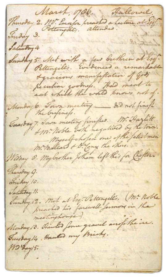 Henry Sewall's Diary March 2 through March 15, 1786. Choose 'View Text' (at top) for faster download.
