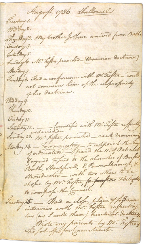 Henry Sewall's Diary August 1 through August 15, 1786. Choose 'View Text' (at top) for faster download.
