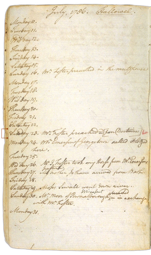 Henry Sewall's Diary July 10 through July 31, 1786. Choose 'View Text' (at top) for faster download.