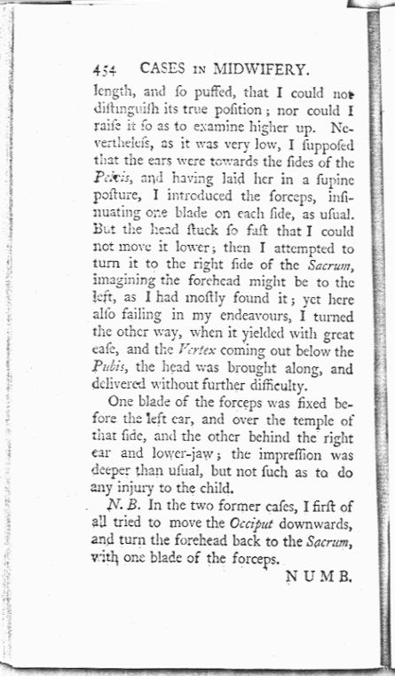 A Collection of Cases and Observations in Midwifery (Volume Two) Page 454. Choose 'View Text' (at top) for faster download.