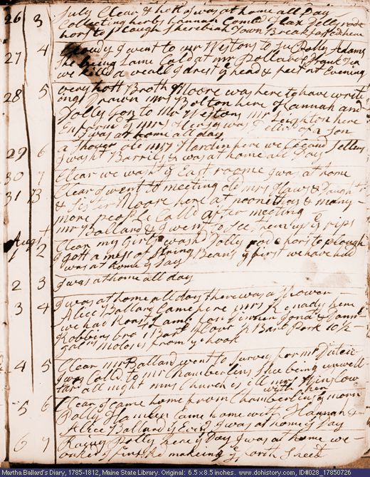 Jul. 26-Aug. 6, 1785 diary page (image, 124K). Choose 'View Text' (at left) for faster download.