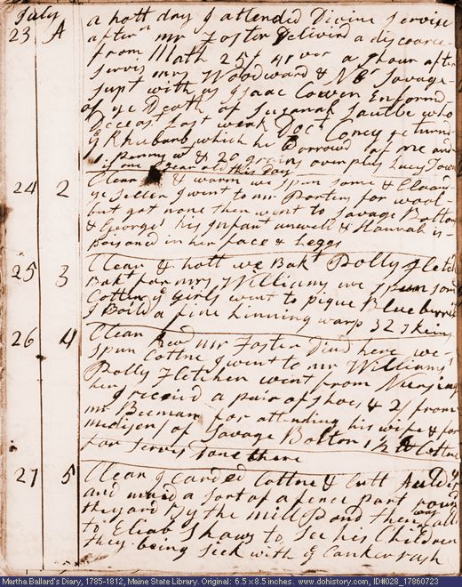 Jul. 23-27, 1786 diary page (image, 117K). Choose 'View Text' (at left) for faster download.