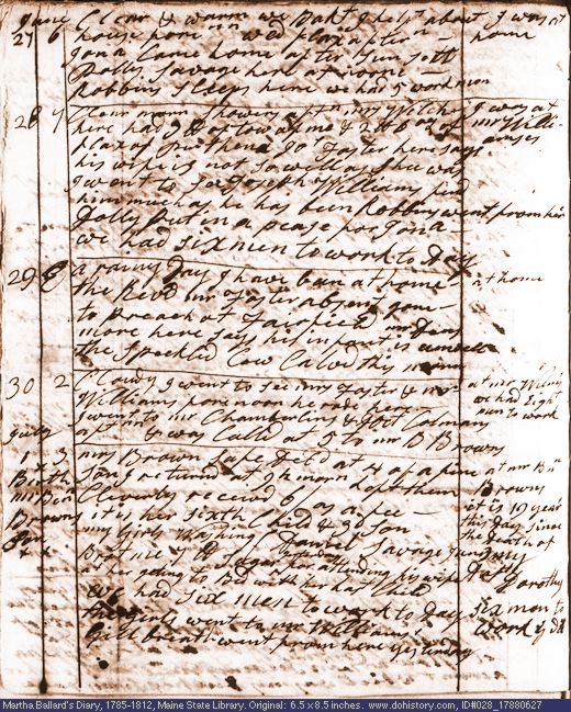 Jun. 27-Jul. 1, 1788 diary page (image, 136K). Choose 'View Text' (at left) for faster download.