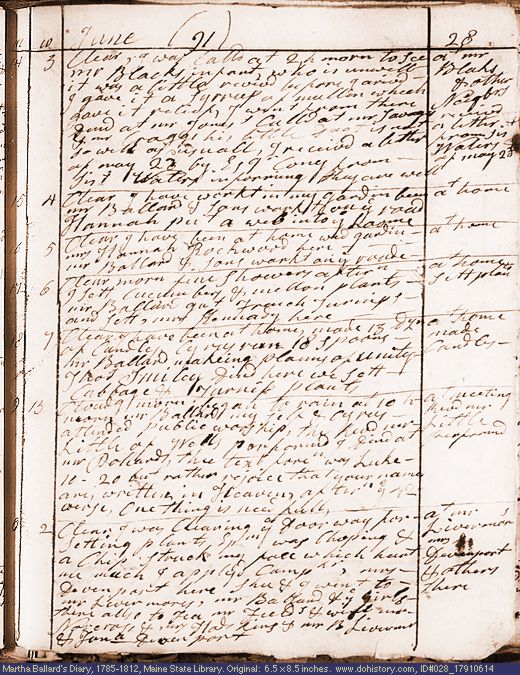 Jun. 14-20, 1791 diary page (image, 130K). Choose 'View Text' (at left) for faster download.