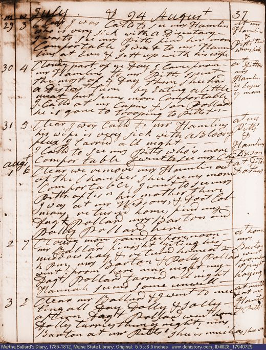 Jul. 29-Aug. 3, 1794 diary page (image, 132K). Choose 'View Text' (at left) for faster download.