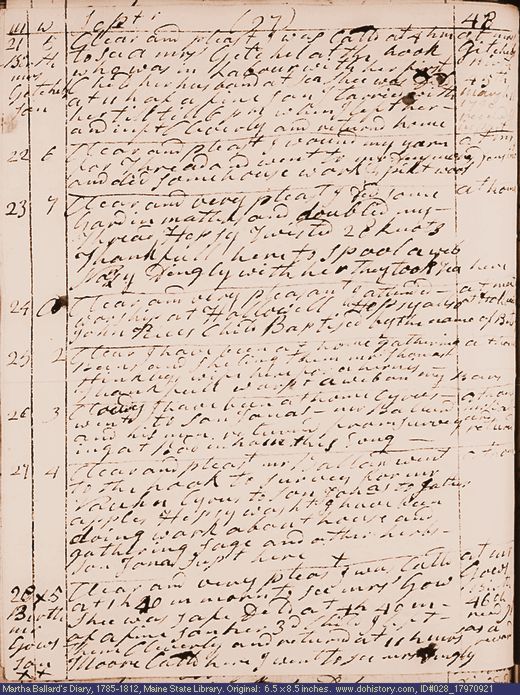 Sep. 21-28, 1797 diary page (image, 125K). Choose 'View Text' (at left) for faster download.