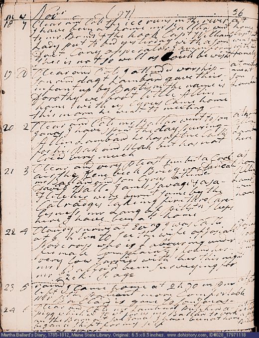 Nov. 18-24, 1797 diary page (image, 136K). Choose 'View Text' (at left) for faster download.