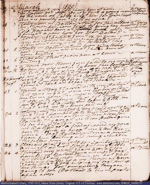 Mar. 17-26, 1800 diary page (image, 119K). Choose 'View Text' (at left) for faster download.
