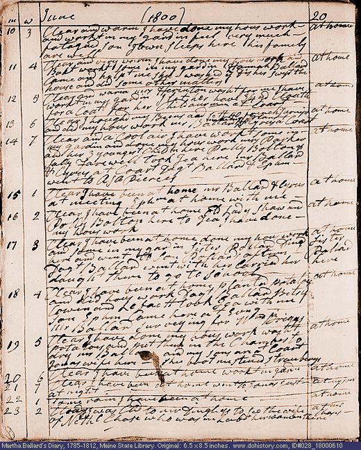 Jun. 10-23, 1800 diary page (image, 143K). Choose 'View Text' (at left) for faster download.