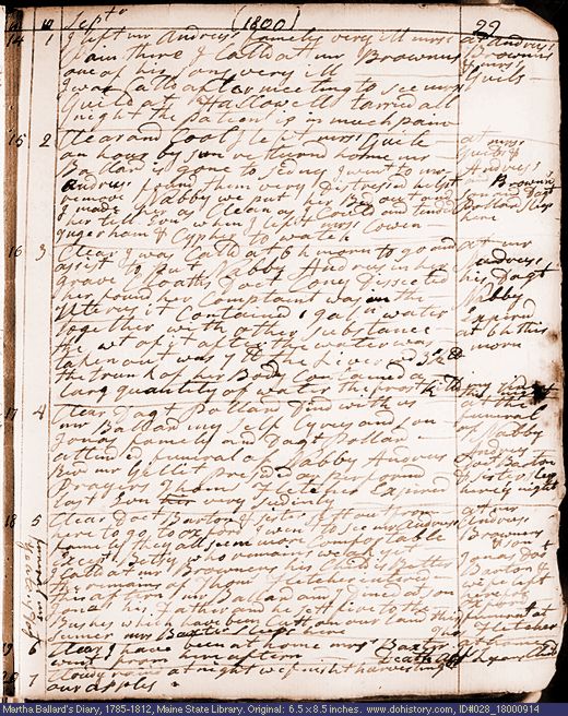 Sep. 14-20, 1800 diary page (image, 131K). Choose 'View Text' (at left) for faster download.
