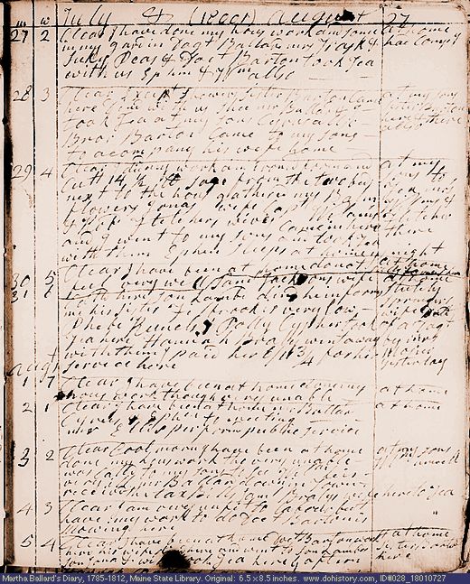 Jul. 27-Aug. 5, 1801 diary page (image, 129K). Choose 'View Text' (at left) for faster download.