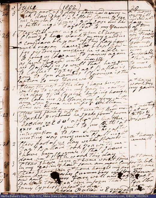 Jun. 24-30, 1802 diary page (image, 130K). Choose 'View Text' (at left) for faster download.