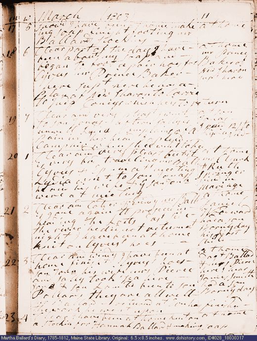 Mar. 17-23, 1803 diary page (image, 101K). Choose 'View Text' (at left) for faster download.