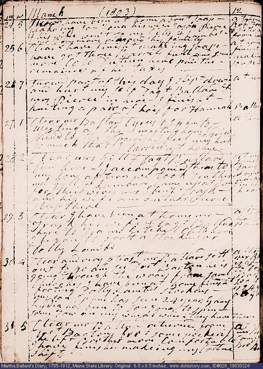 Mar. 24-31, 1803 diary page (image, 136K). Choose 'View Text' (at left) for faster download.