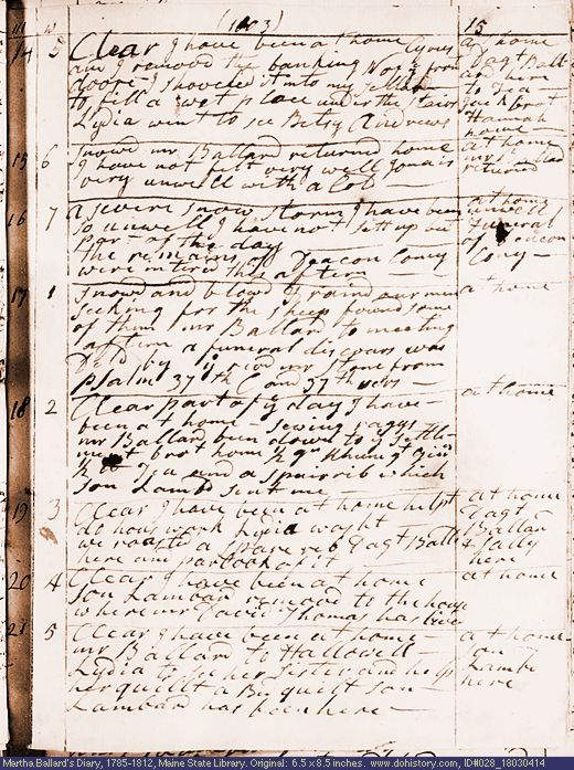 Apr. 14-21, 1803 diary page (image, 122K). Choose 'View Text' (at left) for faster download.