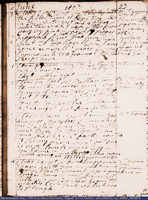 Jun. 18-22, 1803 diary page (image, 110K). Choose 'View Text' (at left) for faster download.