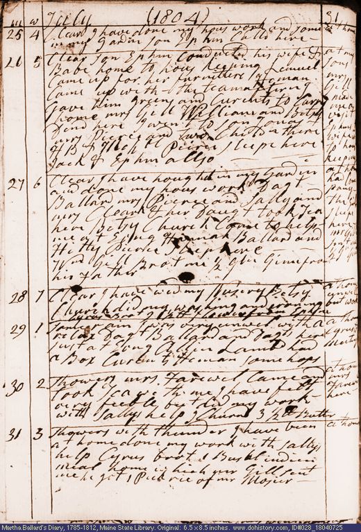 Jul. 25-31, 1804 diary page (image, 141K). Choose 'View Text' (at left) for faster download.