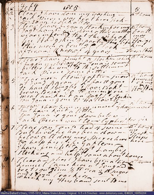 Feb. 4-10, 1805 diary page (image, 116K). Choose 'View Text' (at left) for faster download.