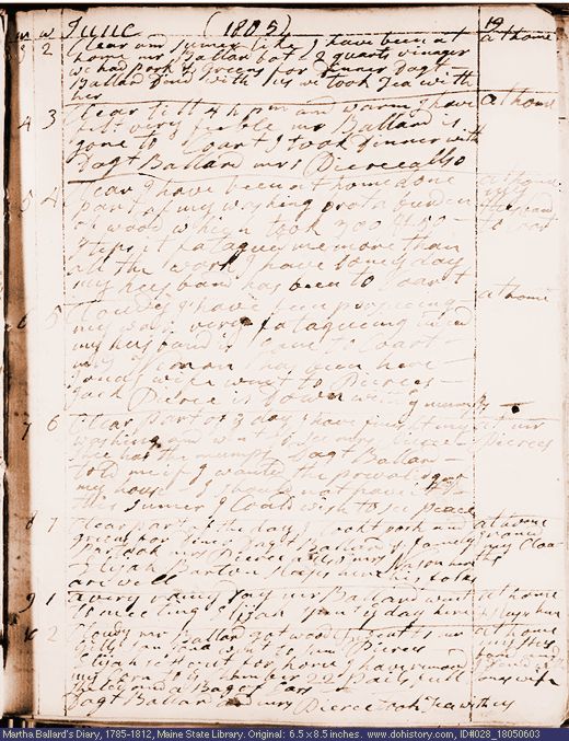 Jun. 3-10, 1805 diary page (image, 101K). Choose 'View Text' (at left) for faster download.