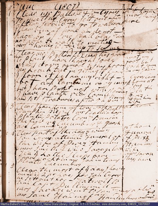 Jun. 7-11, 1807 diary page (image, 122K). Choose 'View Text' (at left) for faster download.