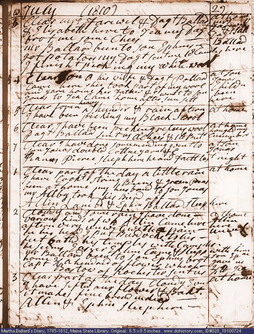 Jul. 24-31, 1810 diary page (image, 144K). Choose 'View Text' (at left) for faster download.