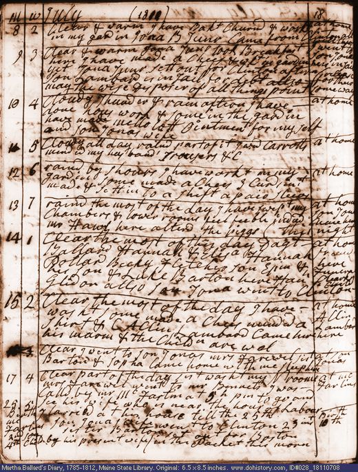 Jul. 8-25, 1811 diary page (image, 148K). Choose 'View Text' (at left) for faster download.