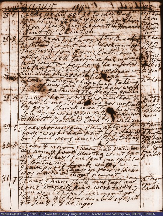 Aug. 25-31, 1811 diary page (image, 146K). Choose 'View Text' (at left) for faster download.