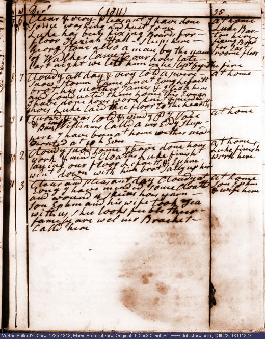 Dec. 27-31, 1811 diary page (image, 104K). Choose 'View Text' (at left) for faster download.