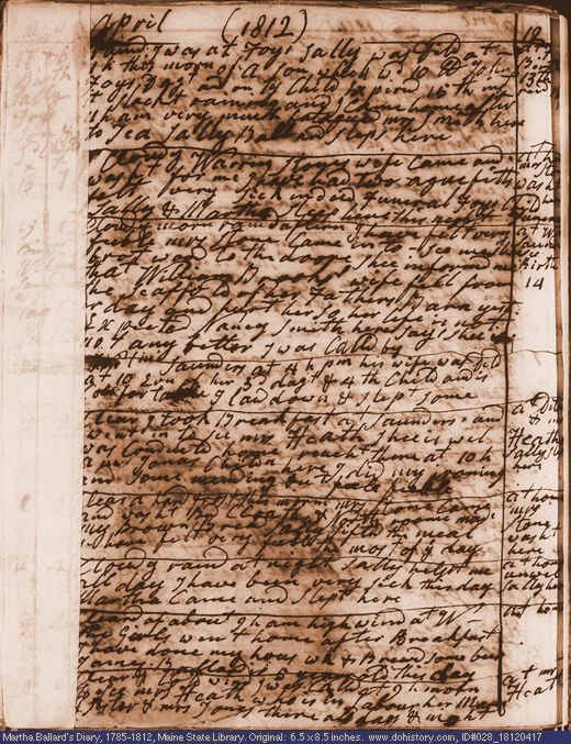 Apr. 17-24, 1812 diary page (image, 124K). Choose 'View Text' (at left) for faster download.