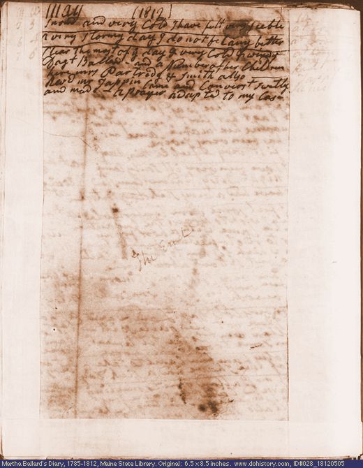 May 5-7, 1812 diary page (image, 62K). Choose 'View Text' (at left) for faster download.