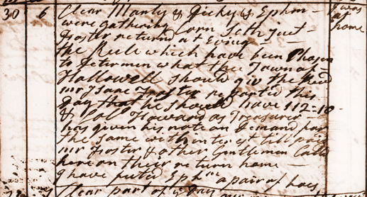 Diary entry for Oct. 30, 1789. View Text (link at top) to see text version.